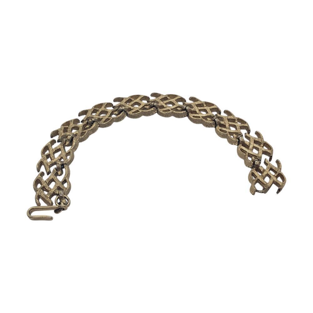 Vintage Trifari Bracelet Braided Link Textured Wide Chunky Signed Gold tone - Picture 3 of 10